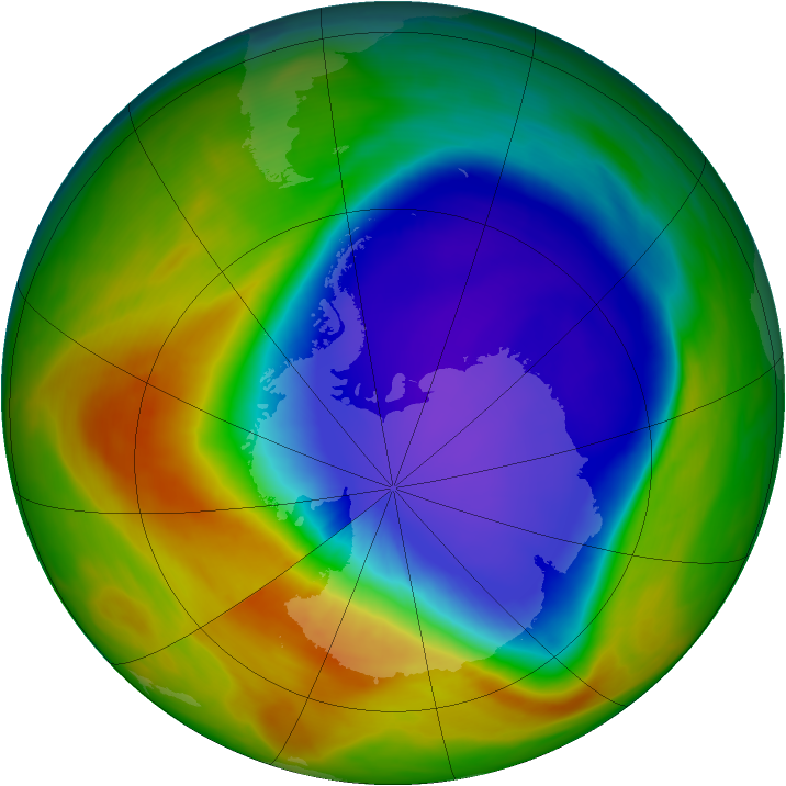 Antarctic ozone map for 12 October 2007